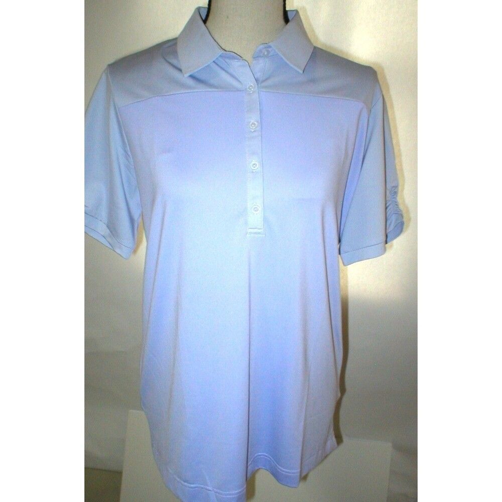 NWT $60 New Adidas Golf Polo Puremotion L Womens Purple Tennis Casual Large Top